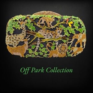 Retired Off Park Collection Swarovski Crystal & Enamel Jungle Theme Clutch